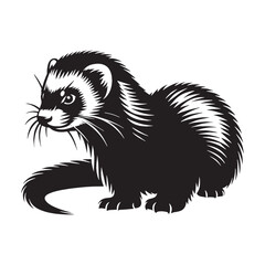 Abstract-style ferret vector with silhouette form focused on clarity – ferret silhouette – ferret vector – ferret illustration – silhouette of ferret – ferret icon

