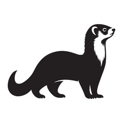 Black-on-white ferret vector icon styled with compact silhouette design – ferret silhouette – ferret vector – ferret illustration – silhouette of ferret – ferret icon

