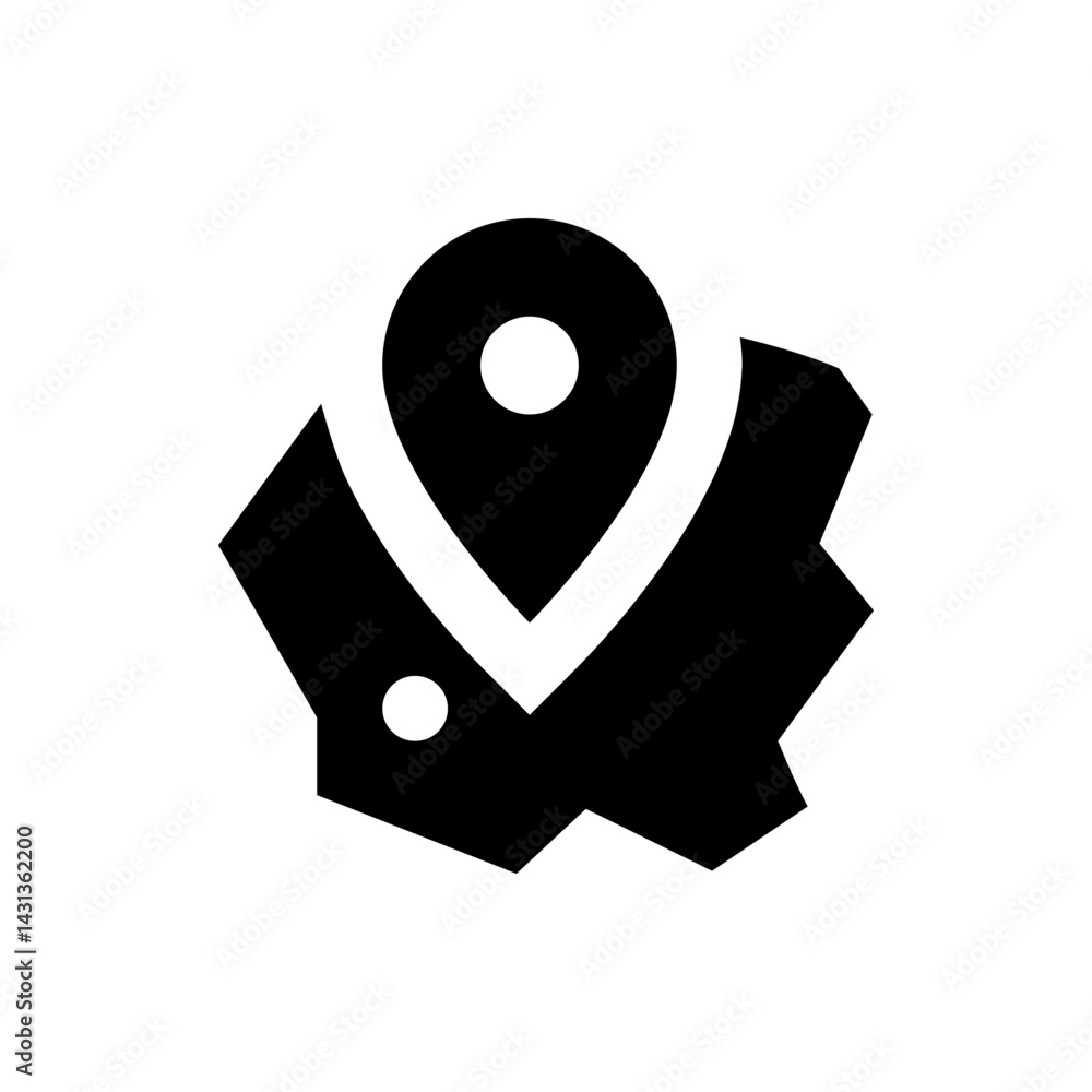 Poster black gear with location pin on top indicating a setting or configuration related to geolocation ser