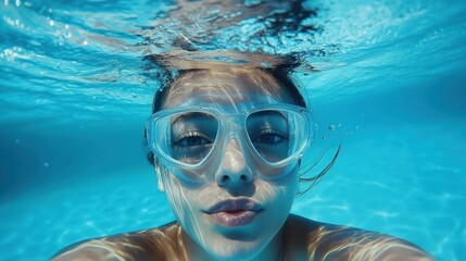 Naklejka premium Underwater girl swimming pool summer fun