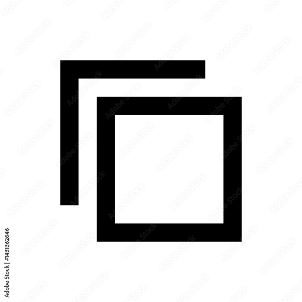 Poster black outlined square shape with an additional line segment on the top left corner of the compositio