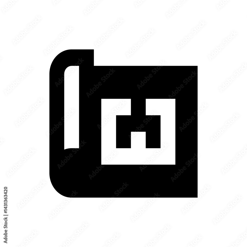 Poster black folder icon with a distinctive white shape inside representing organization and file managemen