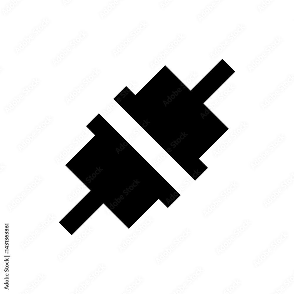 Poster illustration of a black disconnected plug with a simple design on a white background image view