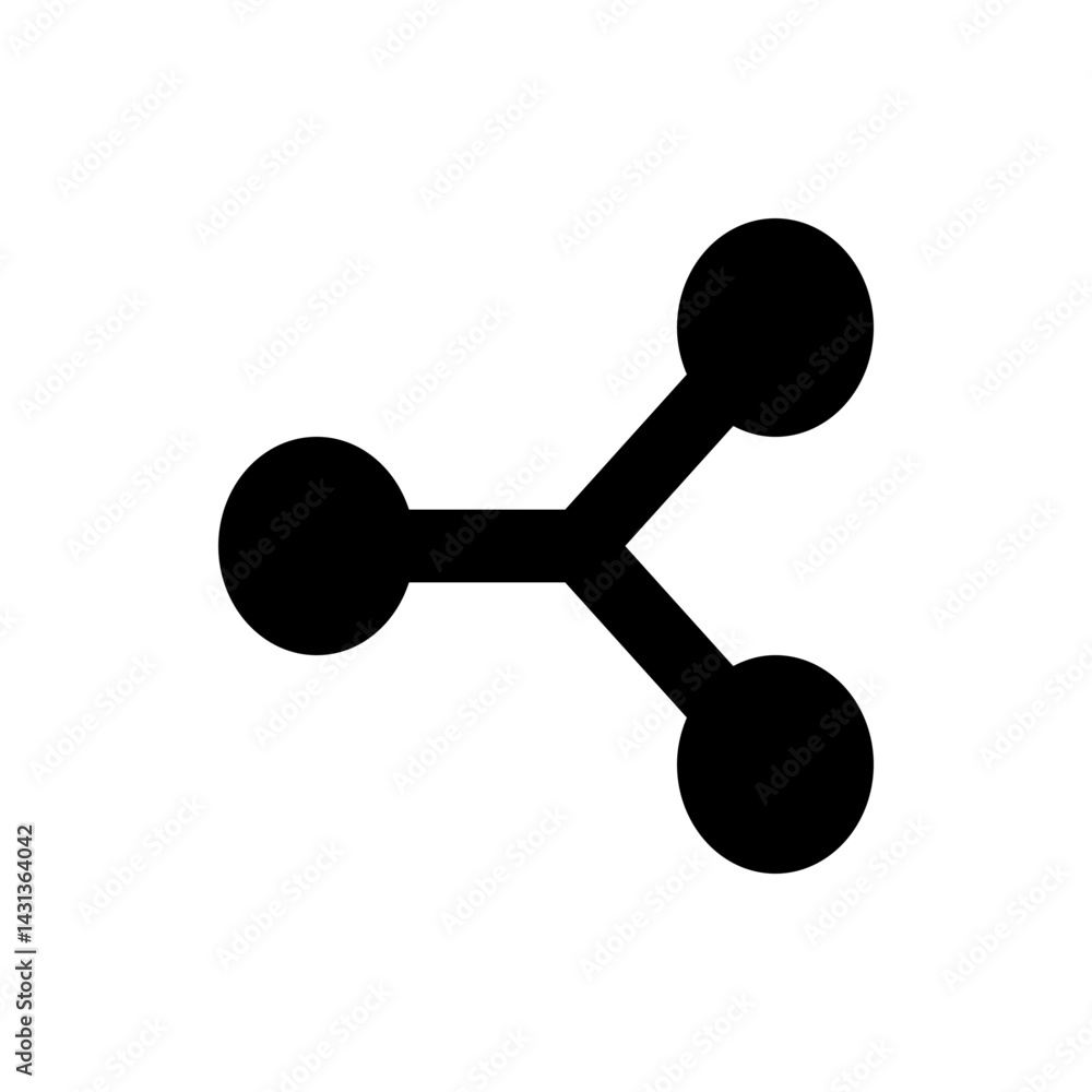 Poster Illustration of a branching structure with three circular nodes connected by lines in a simple black design
