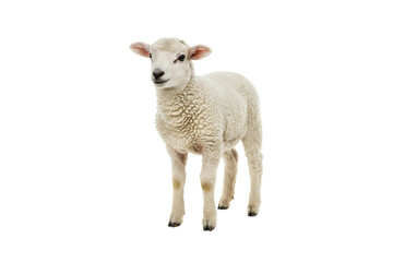 Fototapeta premium Standing Young sheep isolated on transparent background