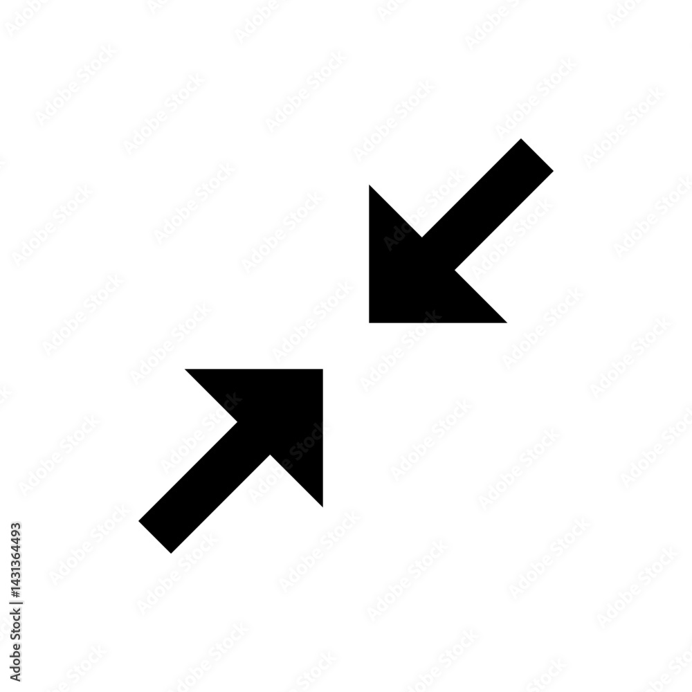 Poster two black arrows pointing towards each other in the center of a white background indicating compress