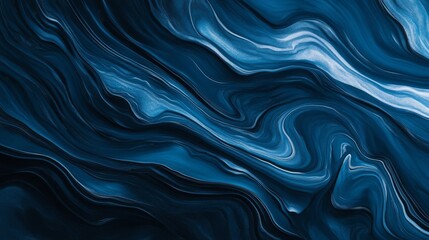 Abstract blue background with smooth flowing waves on a dark backdrop