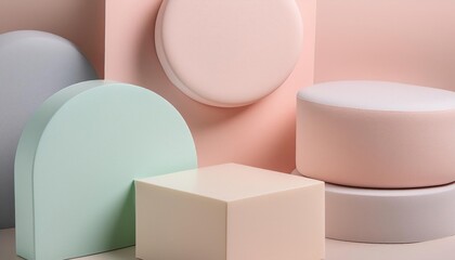 Minimalist background with pastel-colored geometric shapes perfect for product display or branding.