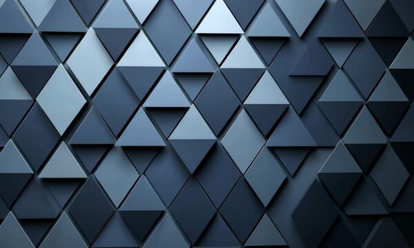 Abstract geometric pattern of blue and gray triangles creating a modern textured background