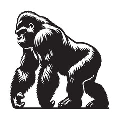 Sharp-edged gorilla vector silhouette for iconic layout flexibility – gorilla silhouette – gorilla vector – gorilla illustration – silhouette of gorilla – gorilla icon

