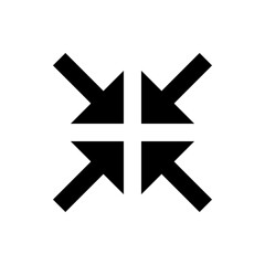 Four black arrows pointing inward towards the center in a symmetrical arrangement on a white background