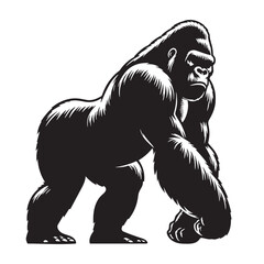 Thick-lined gorilla vector silhouette built for graphic strength – gorilla silhouette – gorilla vector – gorilla illustration – silhouette of gorilla – gorilla icon

