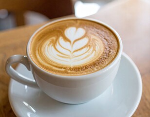 Image of a cup of cappuccino with a blurred background