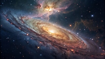 Fototapeta premium Artistic representation of the cosmos emphasizing nebula structure and texture Vibrant galaxy with swirling stars and cosmic dust in deep space.