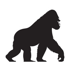 Premium quality gorilla vector art featuring sharp and solid silhouette – gorilla silhouette – gorilla vector – gorilla illustration – silhouette of gorilla – gorilla icon

