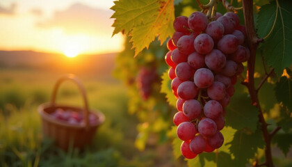 red grapes in a vineyard