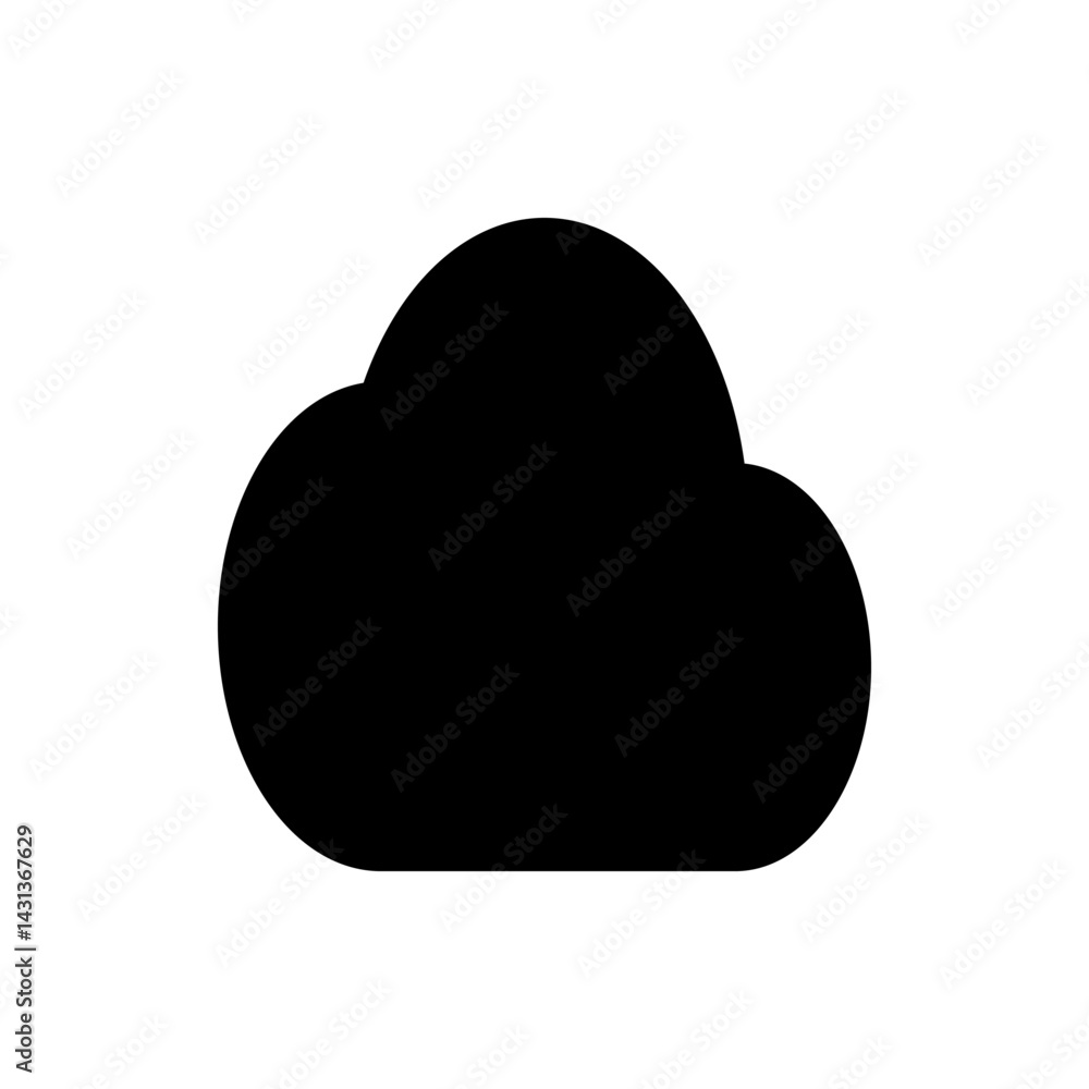 Poster a simple black cloud icon with rounded edges and a flat bottom isolated on a white background design