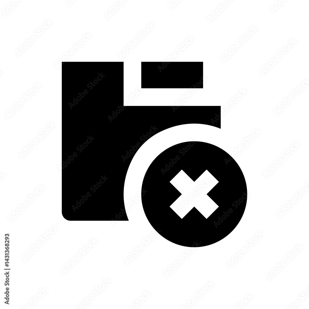 Poster black folder icon with a white x inside a circle indicating deletion or removal of the document file