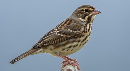 Fototapeta premium Perched passerine exhibiting intricate plumage details against a soft gradient backdrop