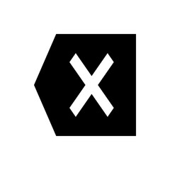 Fototapeta premium Black backspace key with an x symbol in white representing deletion or removal on a keyboard layout design