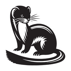 Bold contrast weasel silhouette vector engineered for print-ready output – weasel silhouette – weasel vector – weasel illustration – silhouette of weasel – weasel icon

