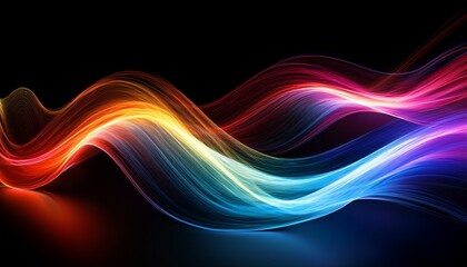 Fototapeta premium colorful waves of light in motion against a black background