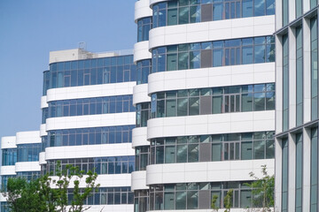 modern office building exterior in industrial area