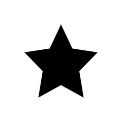 A graphic depiction of a solid black five pointed star shape against a plain white background illustration