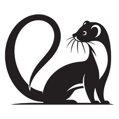Flat-style weasel silhouette vector engineered for scalable graphics – weasel silhouette – weasel vector – weasel illustration – silhouette of weasel – weasel icon

