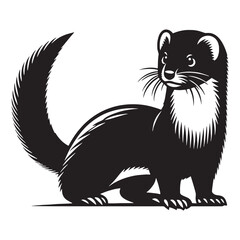 Bold line weasel vector with abstract silhouette geometry – weasel silhouette – weasel vector – weasel illustration – silhouette of weasel – weasel icon

