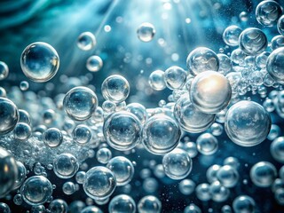 Abstract White Bubbles in Water Macro Photography Background Texture - Right Copy Space