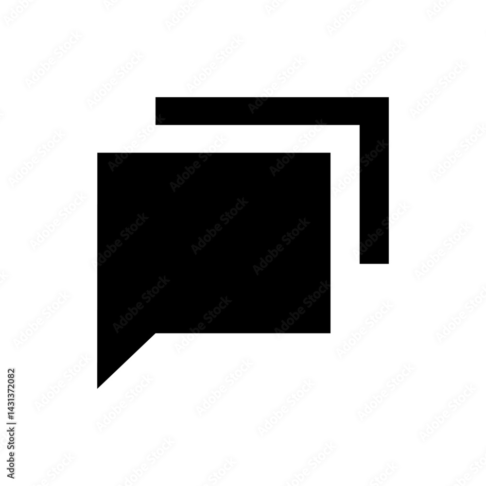 Aufkleber two overlapping black speech bubbles with one slightly above and to the right on a white background