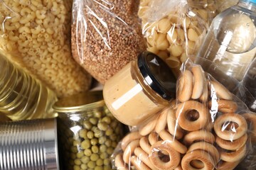 Different food products as background, top view