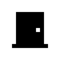 Illustration of a closed black door with a white door handle against a white background in simple style