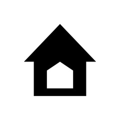 Illustration of a simple black house with a pointed roof and a white window in the center of the house shape
