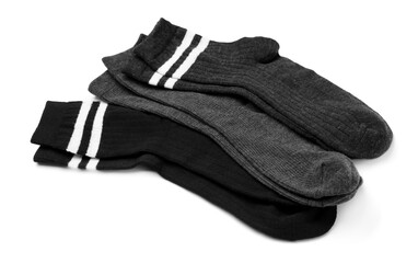 Many different pairs of socks isolated on white