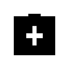 Black folder icon with a white plus symbol in the center representing addition or a new folder symbol
