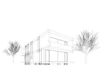 architectural drawing of a house  vector 3d illustration