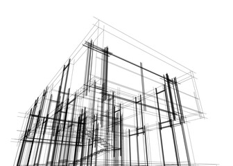 architectural drawing of a house  vector 3d illustration