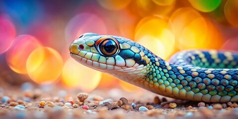 Fototapeta premium Adorable Baby Snake Close-Up: Macro Photography of a Tiny Reptile