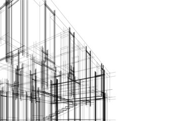 architectural drawing of a house  vector 3d illustration