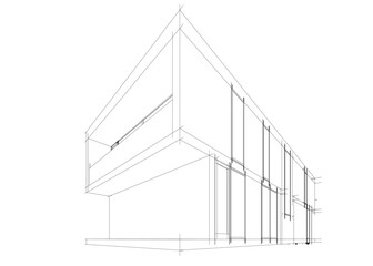 architectural drawing of a house  vector 3d illustration