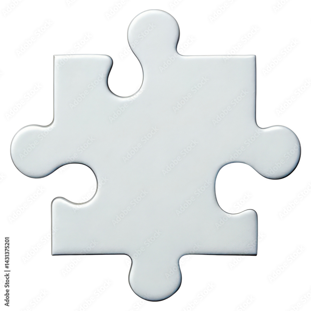 Poster a white puzzle piece with rounded edges and interlocking connectors.