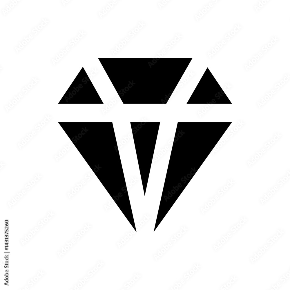 Poster a stylized black diamond with white lines creating facets and a v shape in a minimalist design style