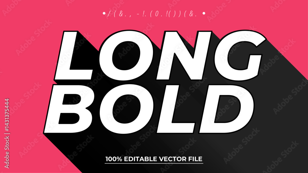 Poster retro long shadow editable text effect