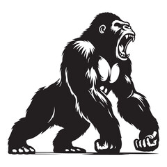 Flat roaring gorilla silhouette vector for clean and scalable design usage – roaring gorilla silhouette – roaring gorilla vector – roaring gorilla illustration – silhouette of roaring gorilla