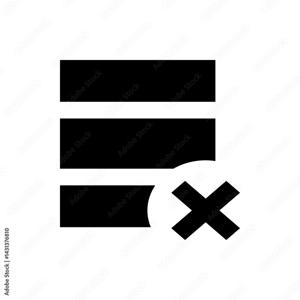 Poster three horizontal bars with a white circle intersecting the bottom bar and a black x inside it icon