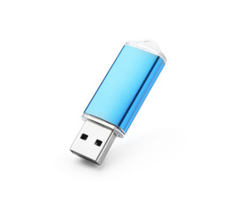 One modern flash drive isolated on white