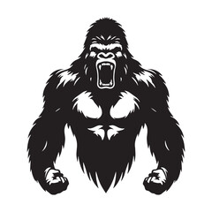 Dominant roaring gorilla silhouette vector design for bold graphic use &ndash; roaring gorilla silhouette &ndash; roaring gorilla vector &ndash; roaring gorilla illustration &ndash; silhouette of roaring gorilla
