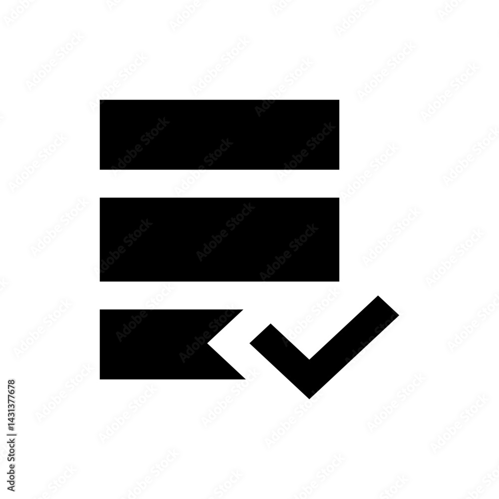 Poster three horizontal bars stacked with a checkmark in the lower right corner indicating selection and ap